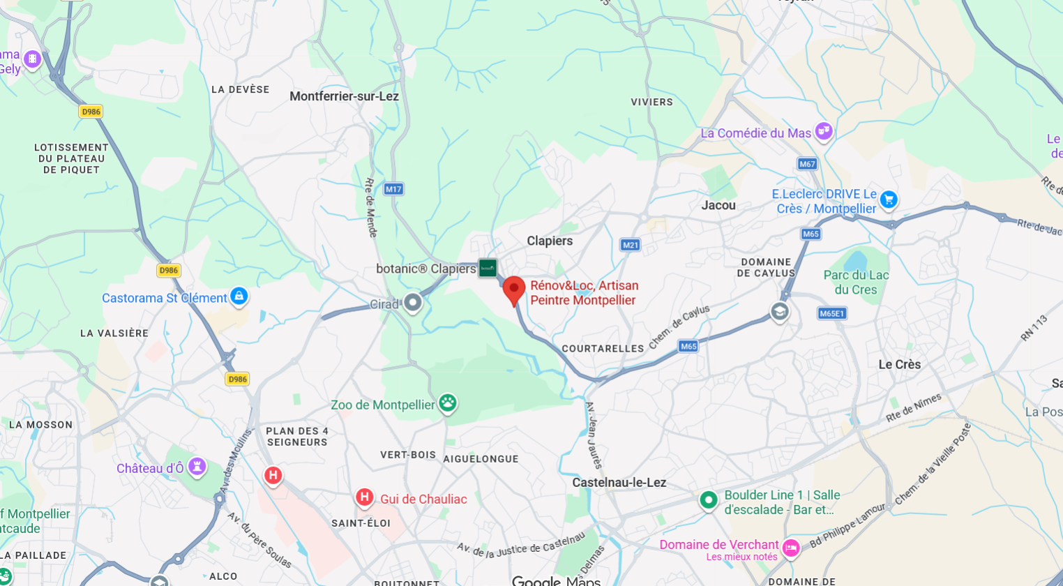 Carte Localisation Renov&Loc Clapiers (Cliquer pour l'itinéraire)